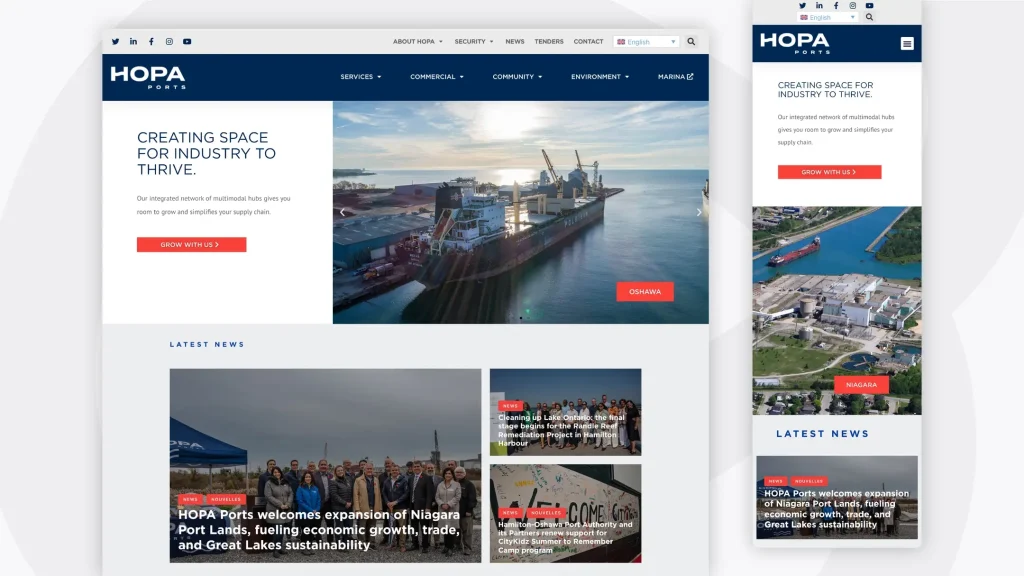 HOPA Ports website. WordPress Website Development by Orthoplex Solutions one of the best web and app development companies in USA and Canada