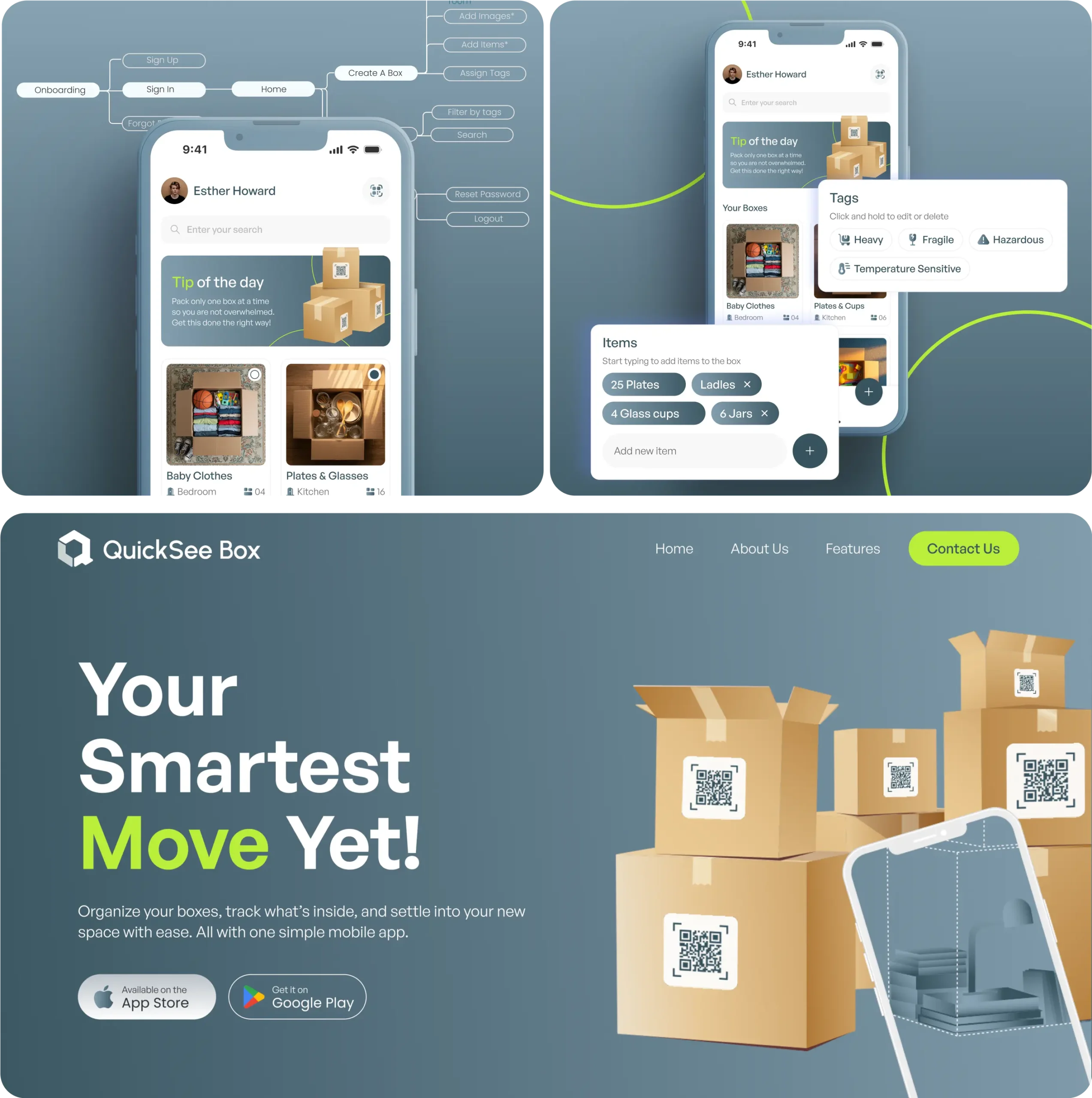 End-to-end mobile app architecture with AWS backend and QR-based item tracking developed for QuickSee Box